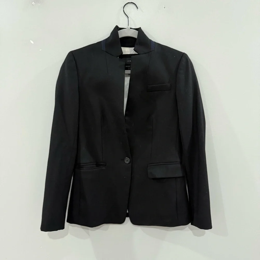 J Crew Blazer Regent Wool Flannel in Black